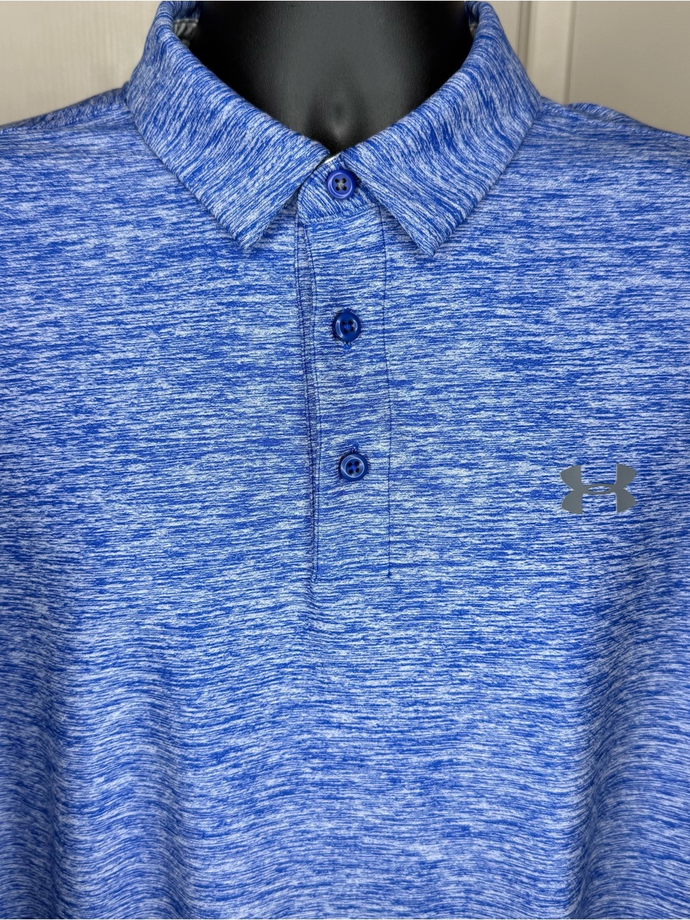 NWOT Under Armour Heat Gear Men’s XL Royal Blue Heathered Performance Golf Polo